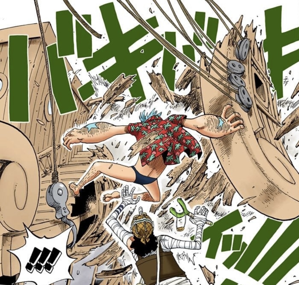 Merry almost dismantled by Franky