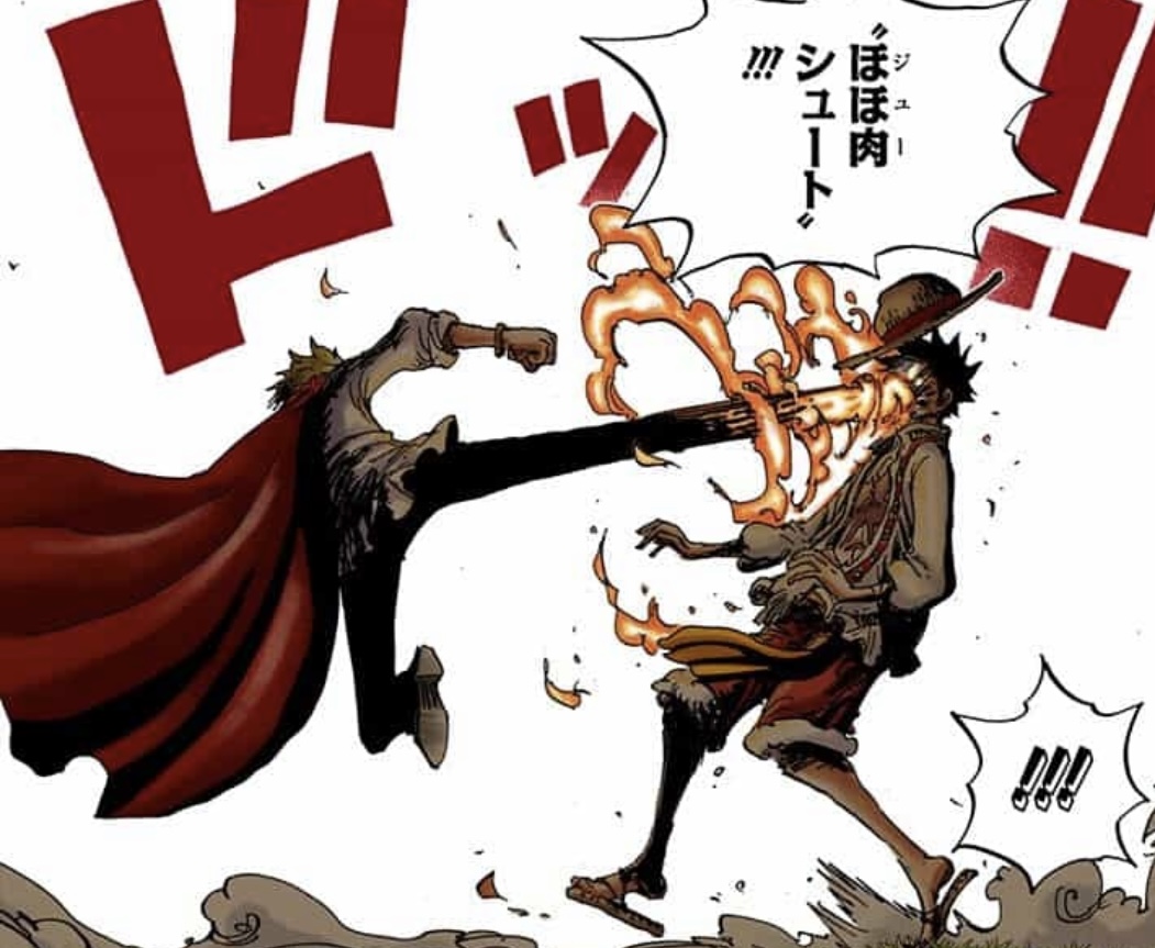 Sanji kick cheek shot One Piece