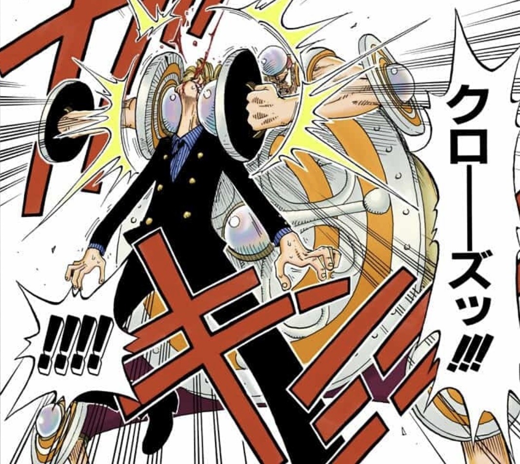 Sanji absorbe les attaques sans se défendre — arc Baratie